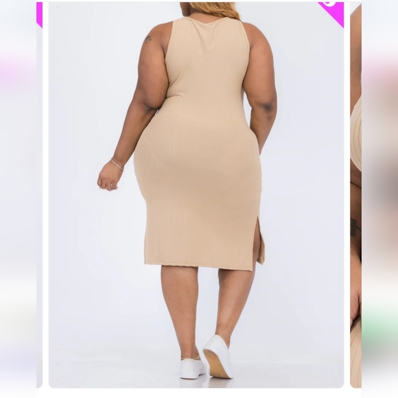 NWT Capella Elegant Tan Ribbed Midi Dress ~curvy/plus Size - Picture 2 of 6